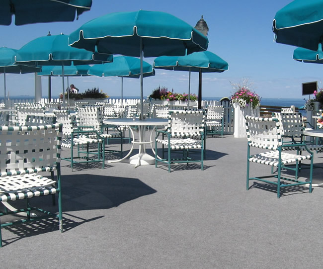 Commercial outdoor carpeting installed on roof