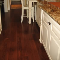 Hardwood flooring installed in kitchen